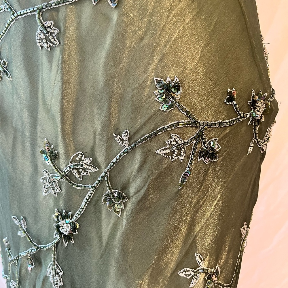 Vintage Scala Asymmetric Beaded Green Evening Dress - Picture 5 of 16